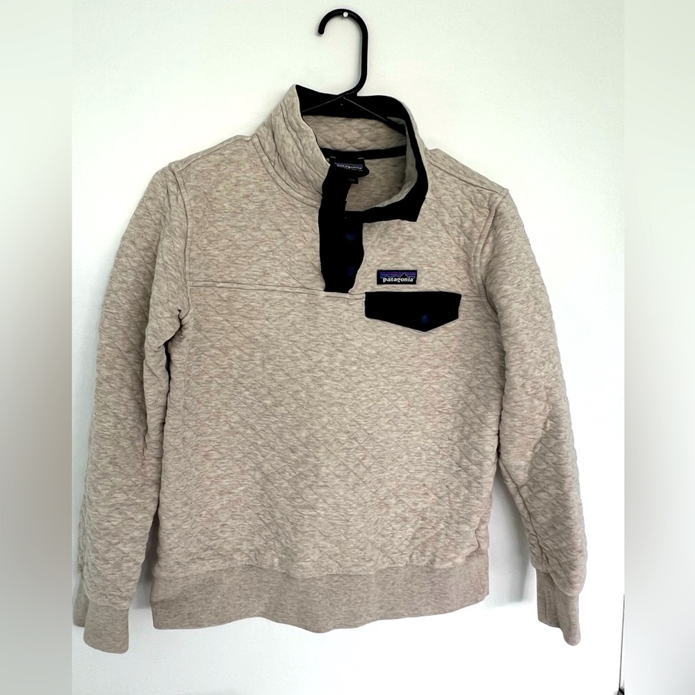 XS Patagonia organic cotton grey navy Quilt Snap-T Pullover Womens extra small